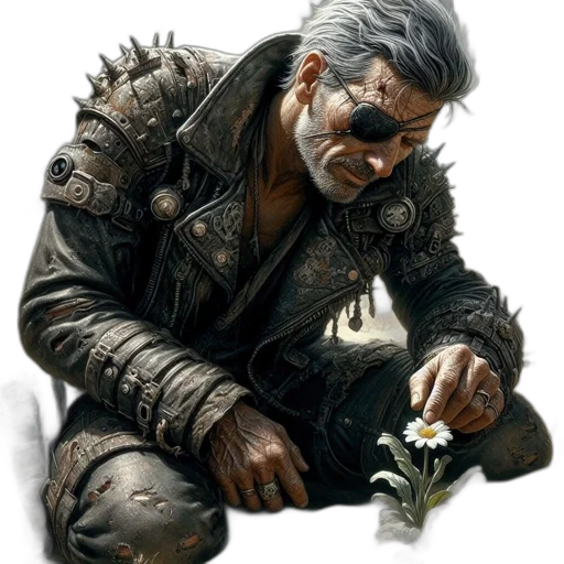 weapon, mask, jacket, face, concept art, fantasy art, photorealistic, 3d render transparent PNG cut-out