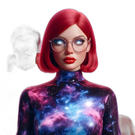 dress, robot, face, jewelry, concept art, 3d render, fantasy art, comic book art transparent PNG cut-out