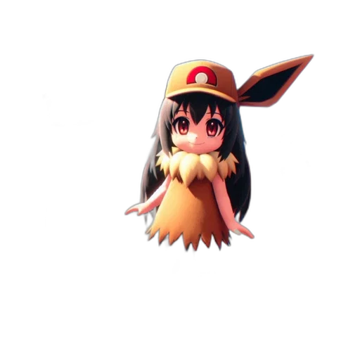 hat, staff, animal, creature, 3d render, pixel art, concept art, anime transparent PNG cut-out