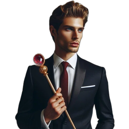 staff, umbrella, photorealistic, concept art, fantasy art, cartoon, dark, man transparent PNG cut-out