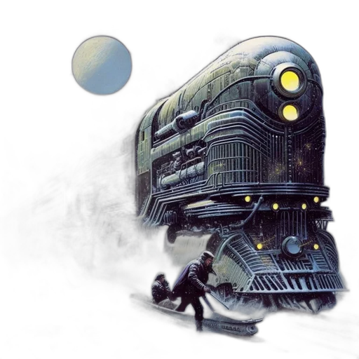 robot, concept art, fantasy art, comic book art, pixel art, outer space, snow, fog transparent PNG cut-out