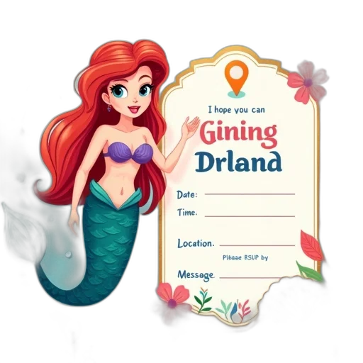 3d render, fantasy art, concept art, cartoon, underwater, colorful, invitation, featuring transparent PNG cut-out