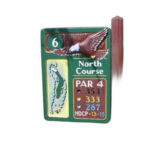 sign, north, course, golf, showing, par, hole, bird transparent PNG cut-out