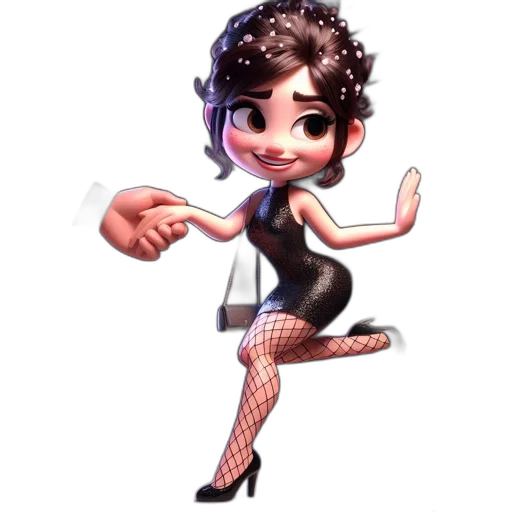 dress, cartoon, concept art, 3d render, pixel art, animated, female, character transparent PNG cut-out