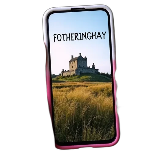 modern, smartphone, large, screen, displaying, image, castle, hill transparent PNG cut-out