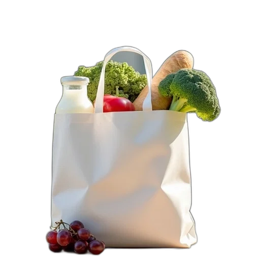 food, photorealistic, 3d render, concept art, white, plastic, grocery, bag transparent PNG cut-out