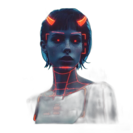 robot, face, mask, creature, cyberpunk, concept art, pixel art, vaporwave transparent PNG cut-out
