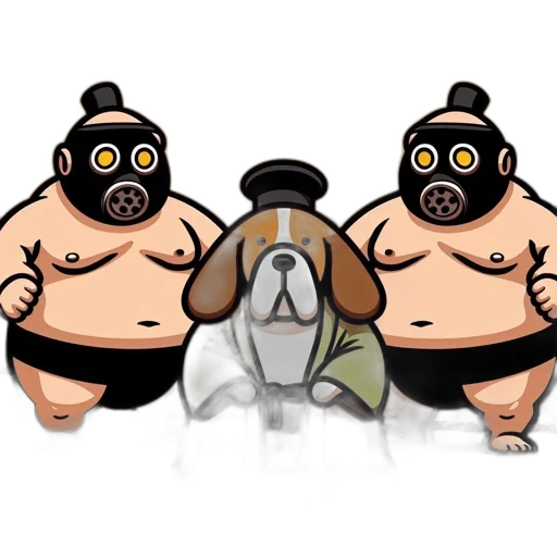 mask, concept art, cartoon, 3d render, pixel art, two, men, sumo transparent PNG cut-out