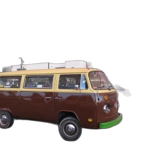 car, 3d render, concept art, vintage, volkswagen, bus, brown, yellow transparent PNG cut-out