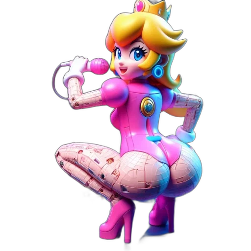 weapon, dress, staff, robot, concept art, pixel art, 3d render, vaporwave transparent PNG cut-out