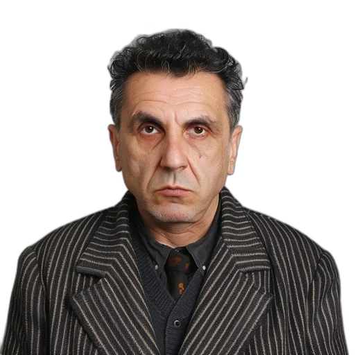 jacket, face, staff, animal, photorealistic, middle-aged, man, dark transparent PNG cut-out