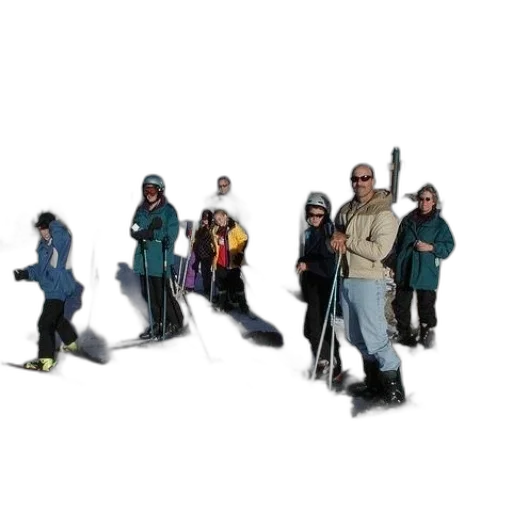 staff, jacket, 3d render, concept art, photorealistic, snow, group, skiers transparent PNG cut-out