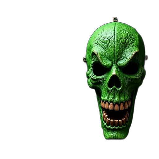 mask, face, weapon, jewelry, 3d render, concept art, photorealistic, green transparent PNG cut-out