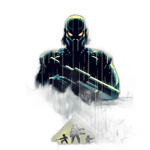 robot, mask, jacket, creature, concept art, cyberpunk, pixel art, comic book art transparent PNG cut-out