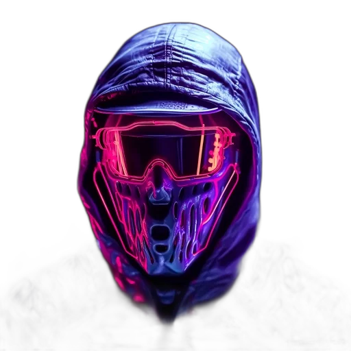 mask, jacket, face, robot, cyberpunk, concept art, vaporwave, pixel art transparent PNG cut-out