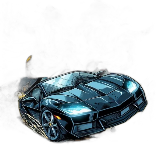 car, weapon, concept art, fantasy art, 3d render, watercolor, fog, blue transparent PNG cut-out