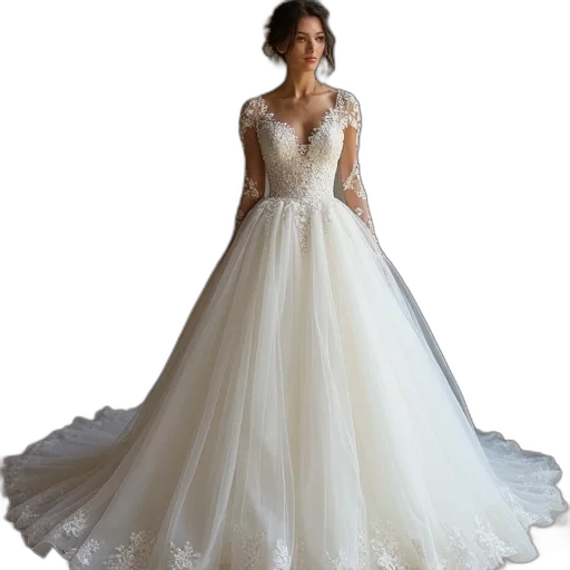 dress, illusion, wedding, sheer transparent PNG cut-out