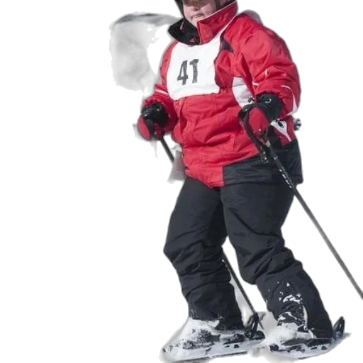 jacket, skier, wearing, red, number transparent PNG cut-out