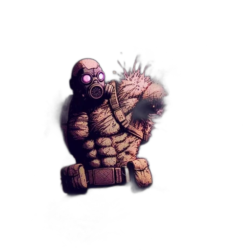 creature, jacket, weapon, animal, concept art, pixel art, 3d render, cyberpunk transparent PNG cut-out