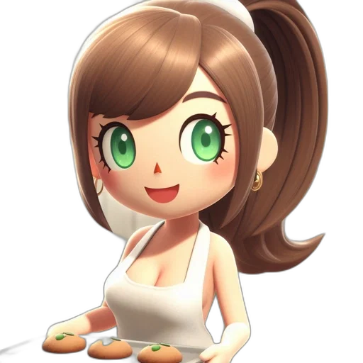 food, cartoon, 3d render, pixel art, anime, animated, character, green transparent PNG cut-out