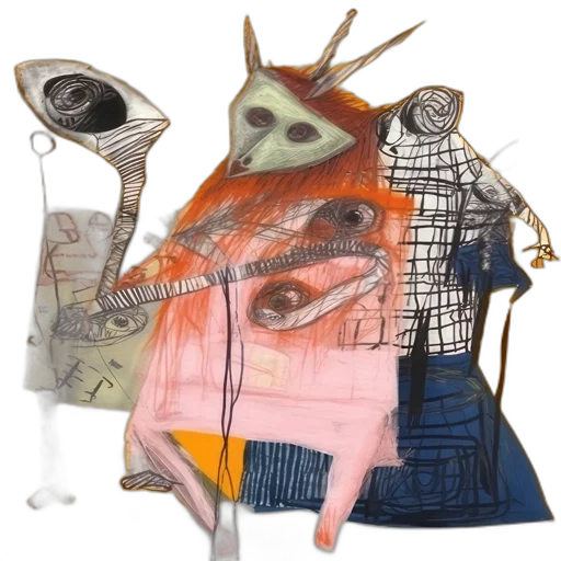 mask, hat, face, robot, concept art, outer space, forest, vibrant transparent PNG cut-out