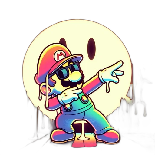 staff, hat, weapon, robot, pixel art, vaporwave, concept art, cartoon transparent PNG cut-out