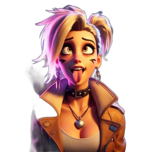 jacket, face, concept art, cyberpunk, cartoon, fantasy art, neon lights, vibrant transparent PNG cut-out