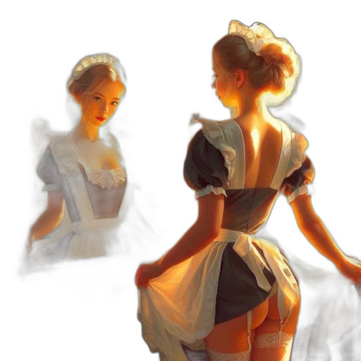 dress, concept art, oil painting, photorealistic, fantasy art, sunset, neon lights, fire transparent PNG cut-out