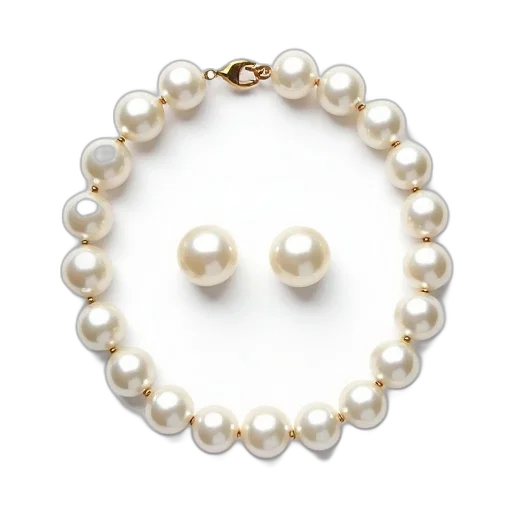 jewelry, crown, white, pearl, necklace, clasp, two, earrings transparent PNG cut-out