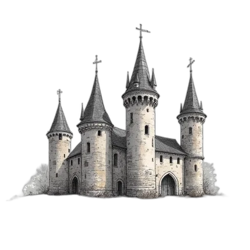 crown, building, concept art, 3d render, fantasy art, photorealistic, fog, vector transparent PNG cut-out