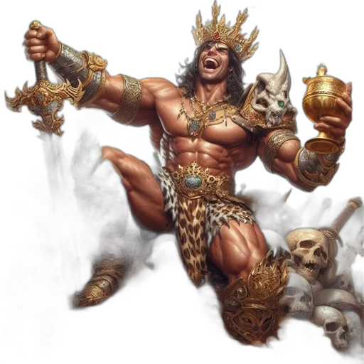 fantasy art, concept art, comic book art, photorealistic, muscular, figure, wearing, golden transparent PNG cut-out