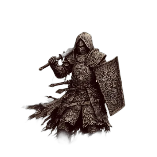 sword, staff, weapon, jacket, concept art, fantasy art, 3d render, comic book art transparent PNG cut-out