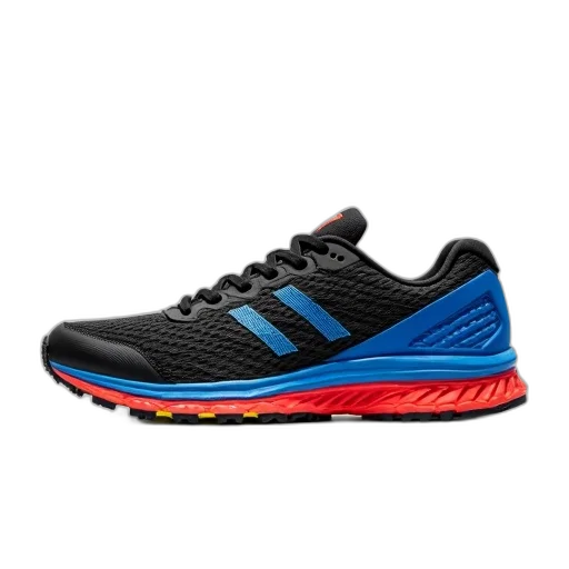 shoes, close-up, image, single, running, shoe, black, blue transparent PNG cut-out