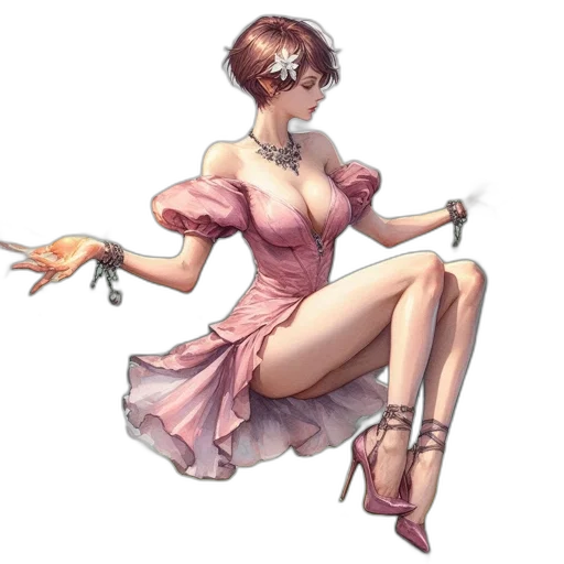 dress, staff, weapon, jewelry, concept art, fantasy art, pixel art, anime transparent PNG cut-out