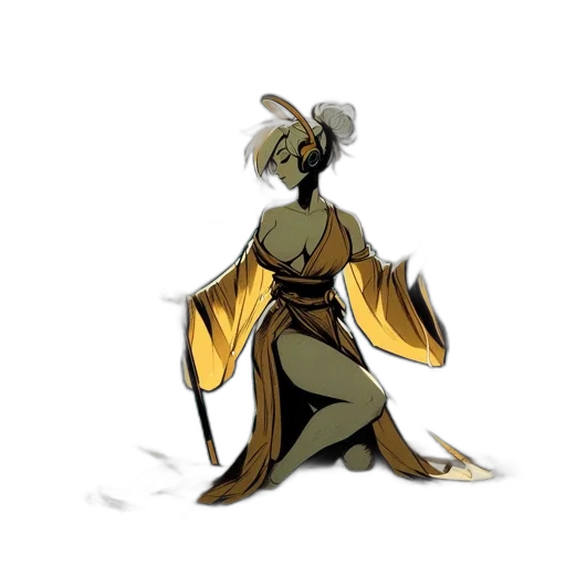 dress, staff, creature, crown, concept art, fantasy art, pixel art, watercolor transparent PNG cut-out