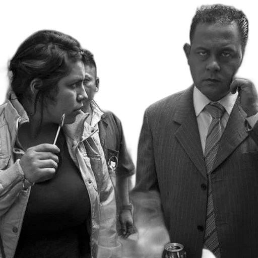 staff, black-and-white, photo, three, people, one, wearing, suit transparent PNG cut-out