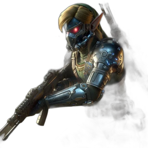 robot, weapon, concept art, 3d render, fantasy art, pixel art, futuristic, warrior transparent PNG cut-out