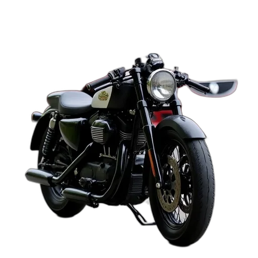weapon, photorealistic, 3d render, concept art, black, motorcycle, white, stripe transparent PNG cut-out