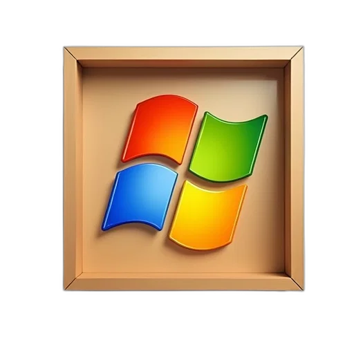 furniture, 3d render, pixel art, photorealistic, windows, vista, logo, box transparent PNG cut-out