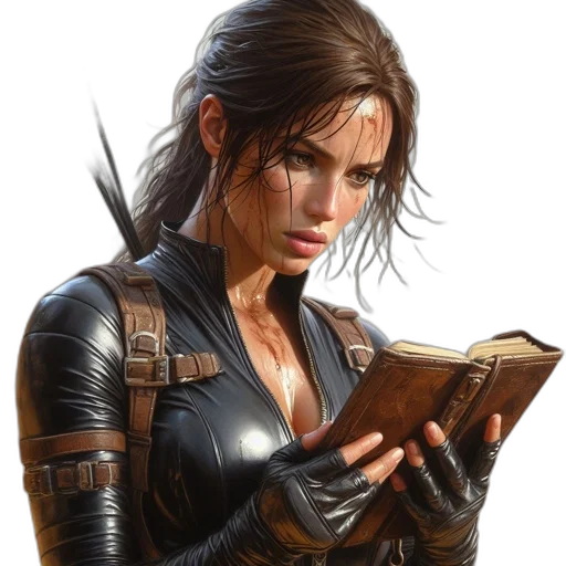 weapon, fantasy art, comic book art, concept art, photorealistic, armed, female, figure transparent PNG cut-out