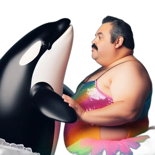 animal, creature, concept art, vaporwave, underwater, individual, mustache, colorful transparent PNG cut-out