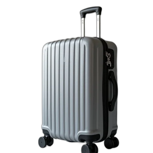 3d render, grey, suitcase, packed transparent PNG cut-out