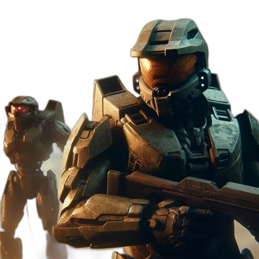 concept art, 3d render, two, armored, soldiers, possibly, video, game transparent PNG cut-out