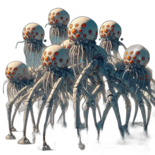 robot, creature, staff, concept art, 3d render, fantasy art, pixel art, outer space transparent PNG cut-out