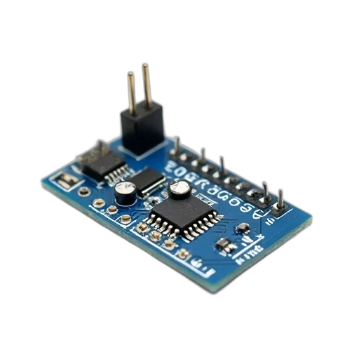 small, electronic, circuit, board, blue, color, scheme, shown transparent PNG cut-out