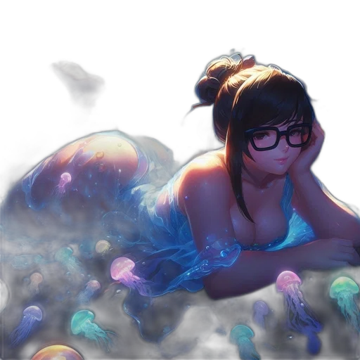 creature, fantasy art, concept art, photorealistic, anime, underwater, fog, outer space transparent PNG cut-out