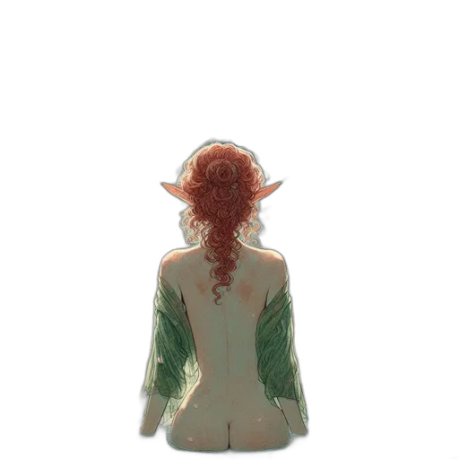 jacket, dress, staff, hair, concept art, watercolor, fantasy art, pixel art transparent PNG cut-out