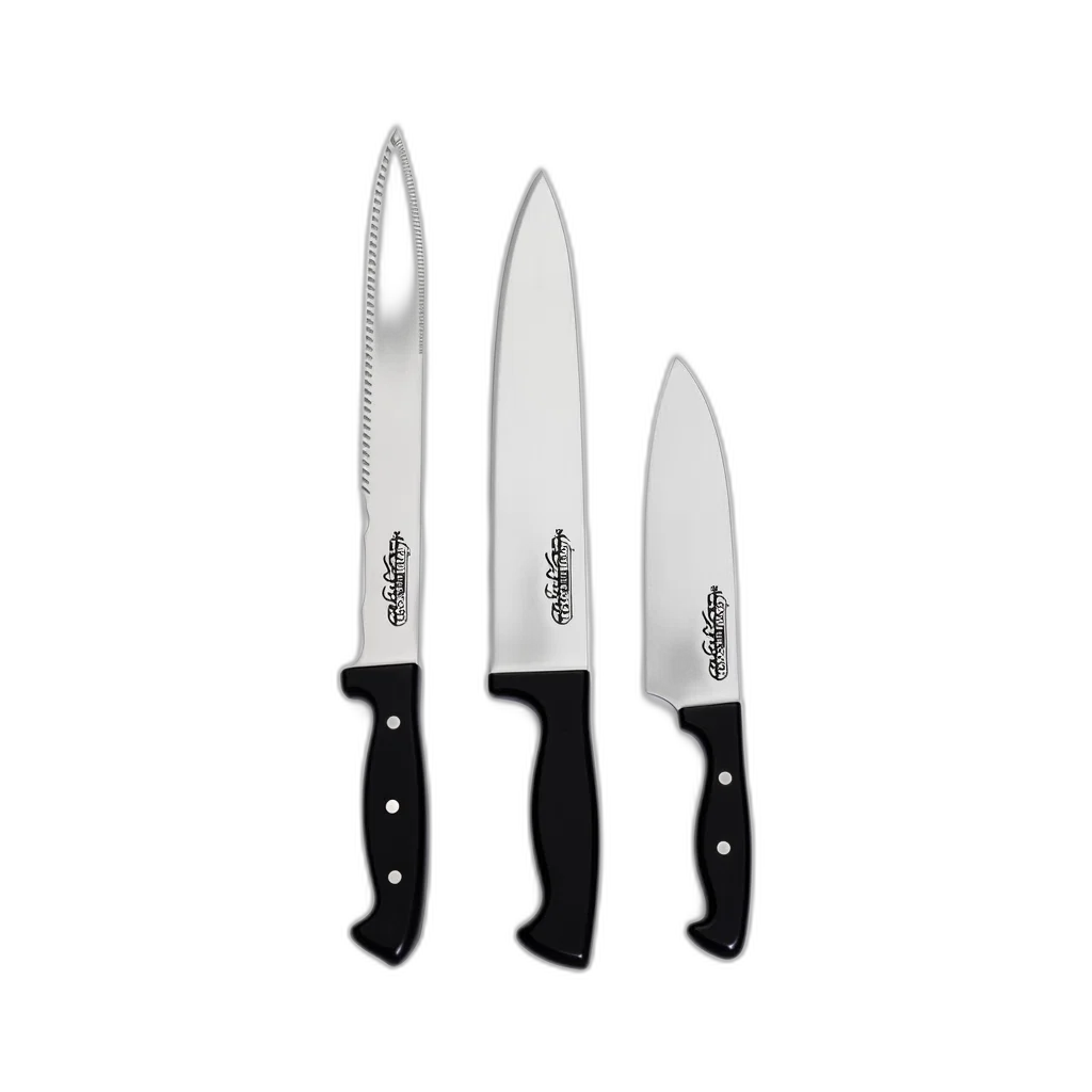 weapon, sword, staff, 3d render, set, three, knives, black transparent PNG cut-out