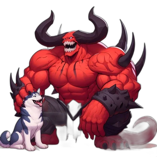 animal, creature, concept art, fantasy art, pixel art, anime, red, demonic transparent PNG cut-out