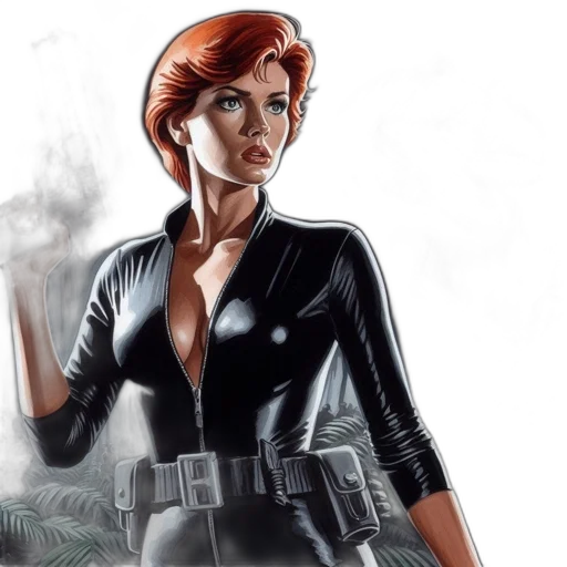 comic book art, concept art, fantasy art, cartoon, woman, red, hair, large transparent PNG cut-out